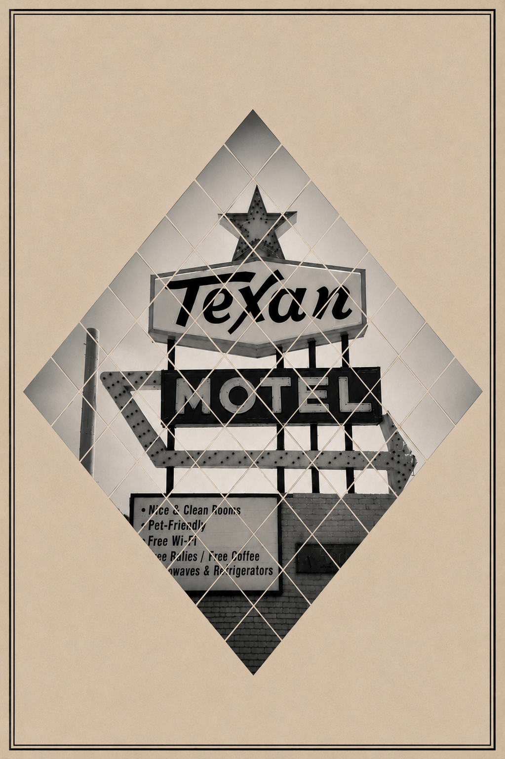 TEXAN MOTEL PRINTABLE WALL ART | VINTAGE TEXAS DECOR | WESTERN GLAM POSTER